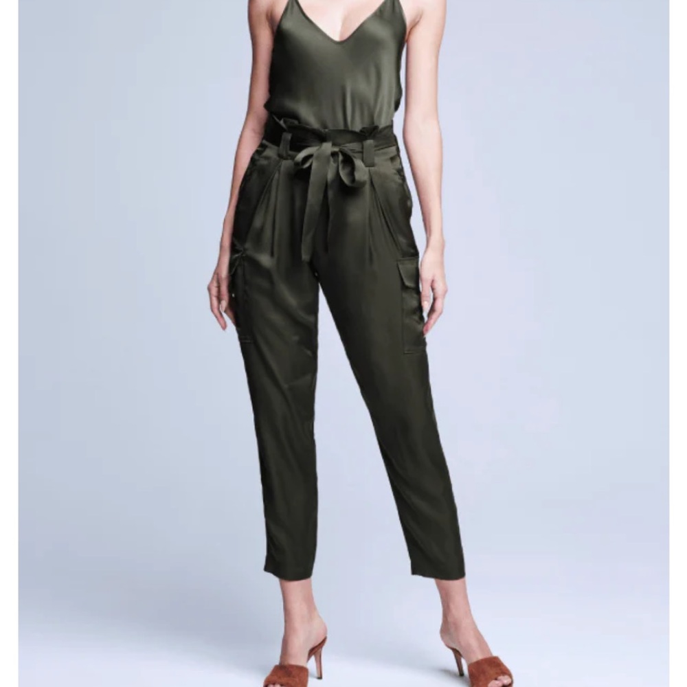 L’agence green satin cargo pant